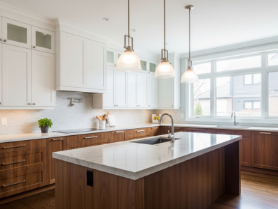 Two-tone kitchen cabinetry in a modern Toronto home